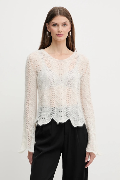Twinset sweter wełniany damski kolor beżowy lekki 252TP3524 - zdjęcie produktu nr 1