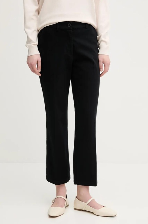 Sisley spodnie damskie kolor czarny proste medium waist - zdjęcie produktu nr 1
