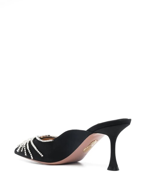 Aquazzura 75mm crystal embellished satin mules - Blue - zdjęcie produktu nr 1