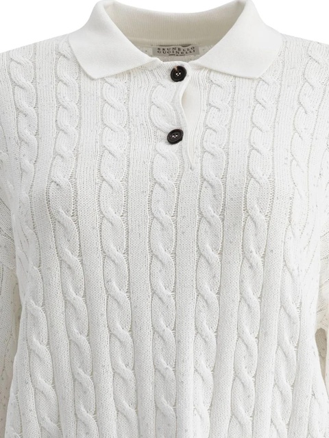 Burberry cable-knit polo sweater - White - zdjęcie produktu nr 2