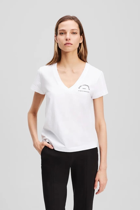 Karl Lagerfeld t-shirt bawełniany damski kolor biały A3W17104 - zdjęcie produktu nr 1