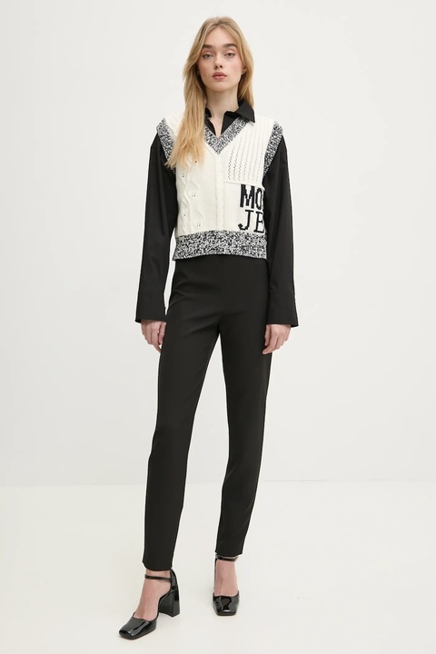 Moschino Jeans spodnie damskie kolor czarny dopasowane high waist 0302 3225 - zdjęcie produktu nr 1