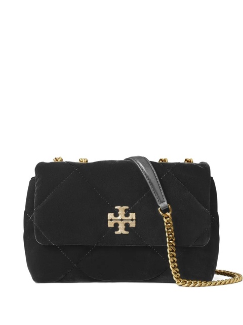 Tory Burch small Kira diamond-quilted velvet shoulder bag - Black - zdjęcie produktu nr 1