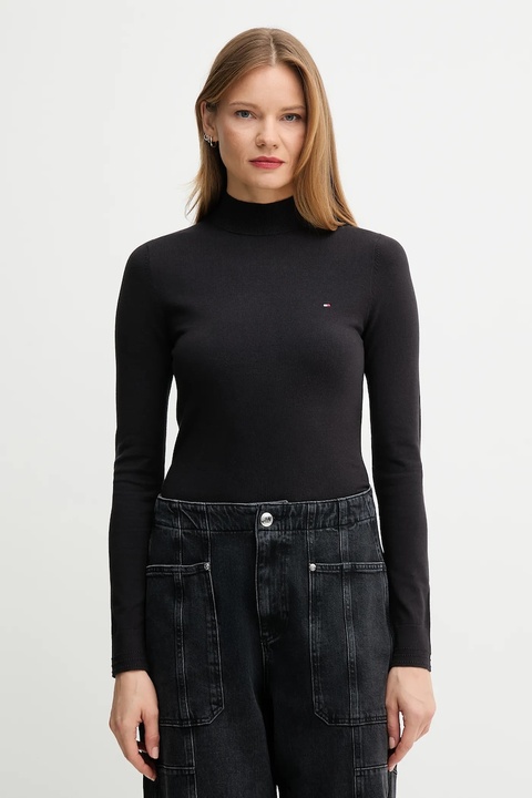 Tommy Hilfiger sweter damski kolor czarny lekki WW0WW47462 - zdjęcie produktu nr 1