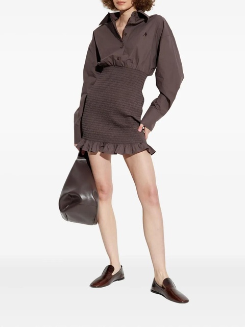 The Attico smocked ruffled mini dress - Brown - zdjęcie produktu nr 2
