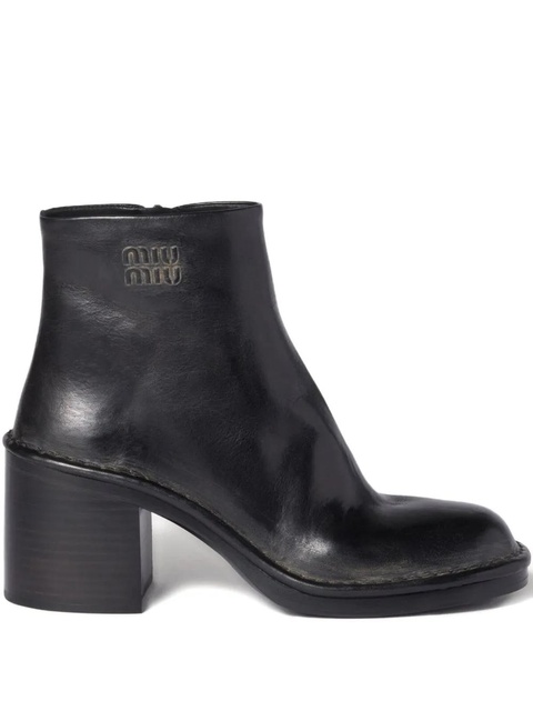 Miu Miu 70mm leather ankle boots - Black - zdjęcie produktu nr 1