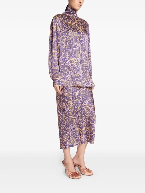 DRIES VAN NOTEN printed silk top - Purple - zdjęcie produktu nr 2