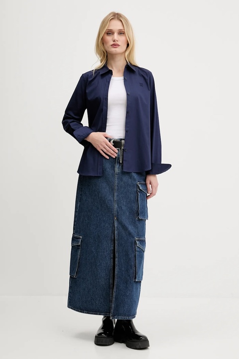 Karl Lagerfeld Jeans spódnica jeansowa kolor granatowy maxi prosta A3W12011 - zdjęcie produktu nr 2