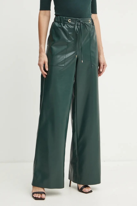 Simona Corsellini spodnie damskie kolor zielony szerokie high waist A24CPPA006 - zdjęcie produktu nr 1