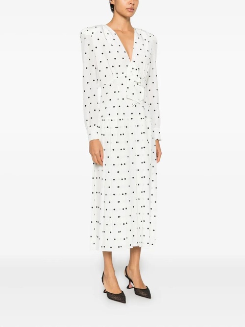 Alessandra Rich polka dot pleated midi dress - White - zdjęcie produktu nr 2