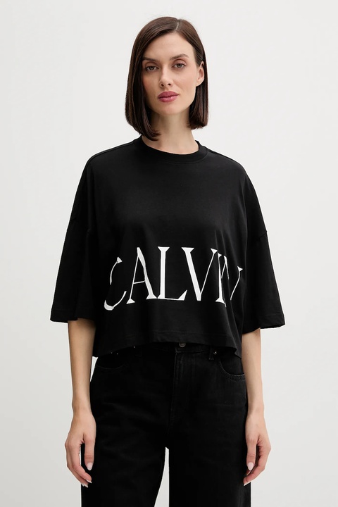 Calvin Klein Jeans t-shirt bawełniany damski kolor czarny LV047D206G - zdjęcie produktu nr 1