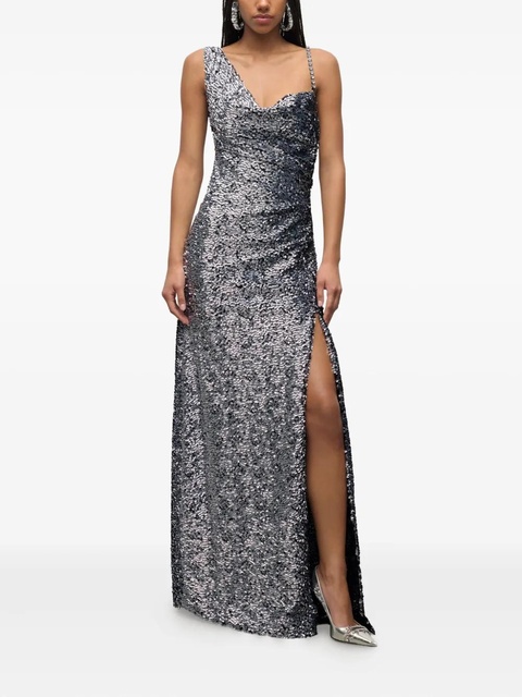 AREA crystal-strap sequin gown - Silver - zdjęcie produktu nr 2