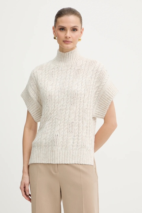 Morgan sweter damski kolor beżowy ciepły z golfem MPIKI - zdjęcie produktu nr 1