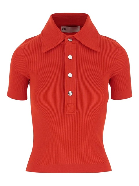 Tory Burch knitted polo top - Red - zdjęcie produktu nr 1