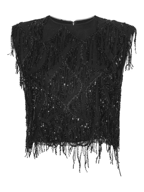 ROTATE BIRGER CHRISTENSEN sequin fringe top - Black - zdjęcie produktu nr 1