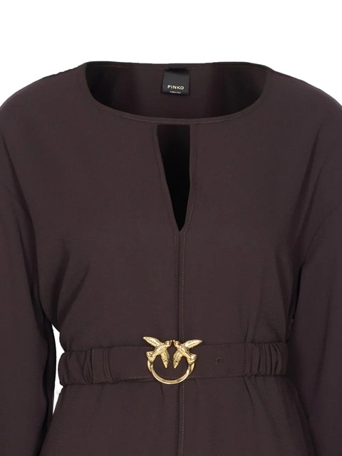 PINKO bird-embellished belted dress - Brown - zdjęcie produktu nr 2