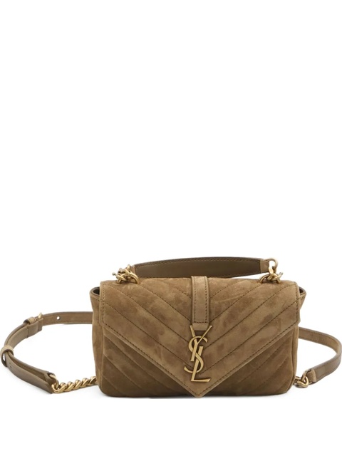 Saint Laurent logo-plaque suede cross-body bag - Brown - zdjęcie produktu nr 1