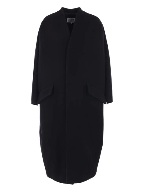 MM6 Maison Margiela long-sleeve virgin-wool-blend coat - Black - zdjęcie produktu nr 1