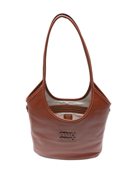 Miu Miu logo-plaque leather shoulder bag - Brown - zdjęcie produktu nr 2