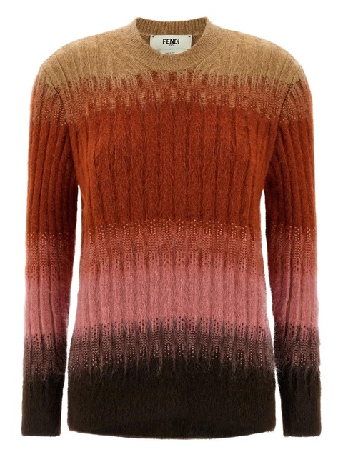 FENDI ribbed logo-embroidered knit sweater - Brown - zdjęcie produktu nr 1