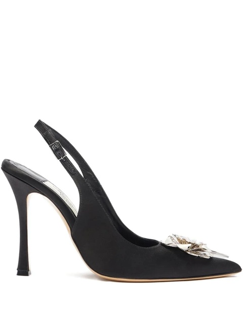 Blumarine flower-embellished slingback pumps - Black - zdjęcie produktu nr 1