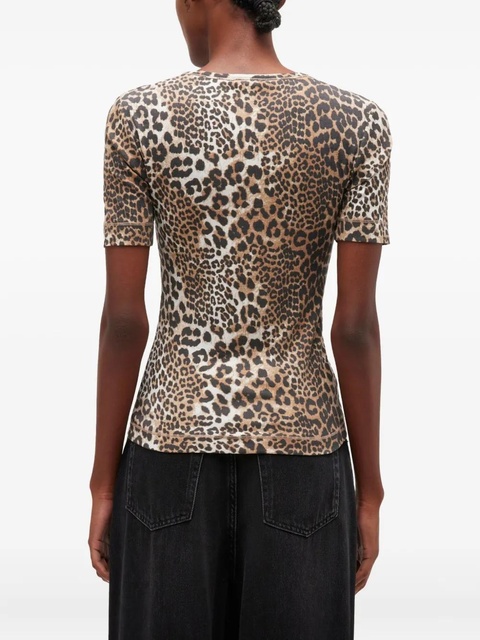 GANNI rib short-sleeve T-shirt - Brown - zdjęcie produktu nr 2