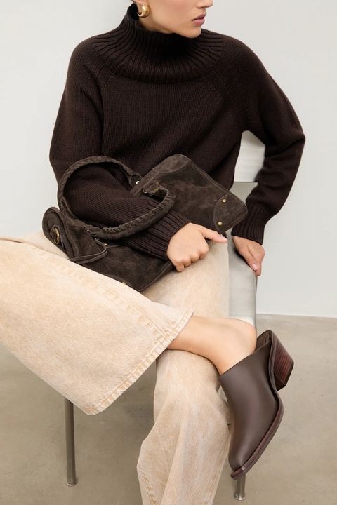 Answear.LAB botki skórzane kolor brązowy na słupku - zdjęcie produktu nr 1