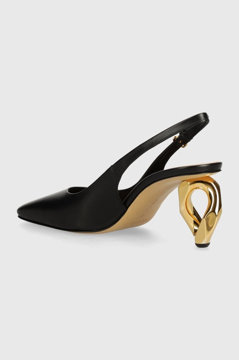 JW Anderson czółenka skórzane Chain Heel kolor czarny na słupku z odkrytą piętą ANW43022A - zdjęcie produktu nr 1