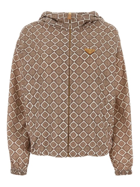 Prada geometric-print hooded jacket - Neutrals - zdjęcie produktu nr 2