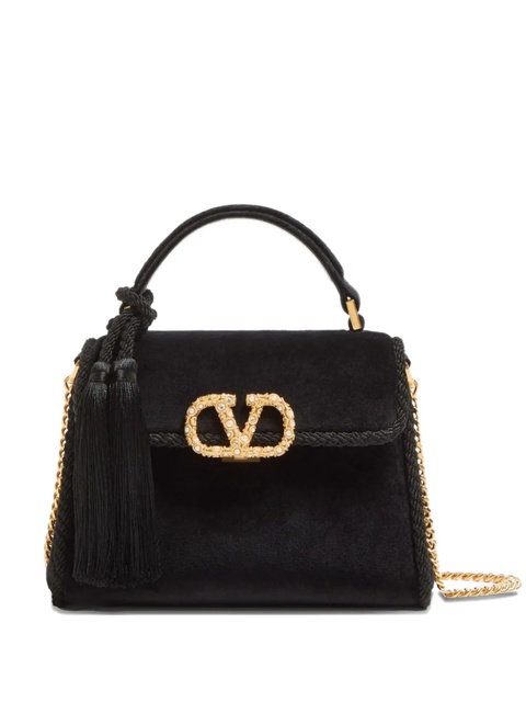 Valentino Garavani Vsling velvet tassel mini bag - Black - zdjęcie produktu nr 1