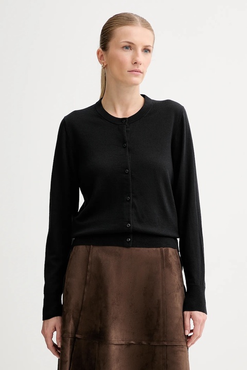 Calvin Klein kardigan wełniany damski kolor czarny lekki LV044D323G - zdjęcie produktu nr 1