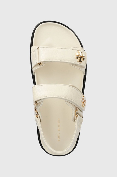 Tory Burch sandały skórzane Kira Sport Sandal damskie kolor beżowy na platformie 144328.104 - zdjęcie produktu nr 2