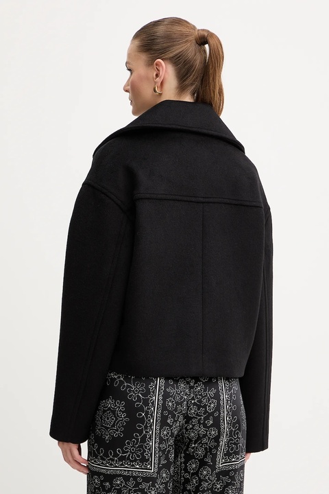 Just Cavalli płaszcz z dodatkiem wełny kolor czarny 79PAT441 CNY13 - zdjęcie produktu nr 1