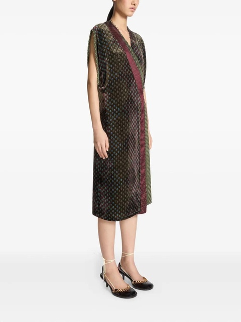 DRIES VAN NOTEN velvet patterned wrap dress - Brown - zdjęcie produktu nr 2