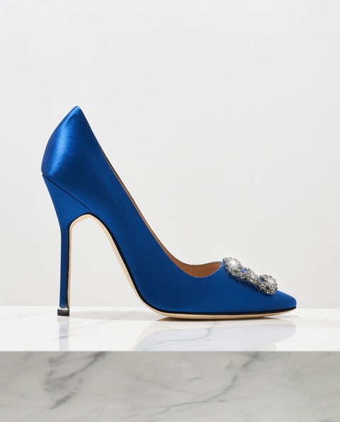 MANOLO BLAHNIK - Niebieskie szpilki Hangisi 11.5 cm - zdjęcie produktu nr 1