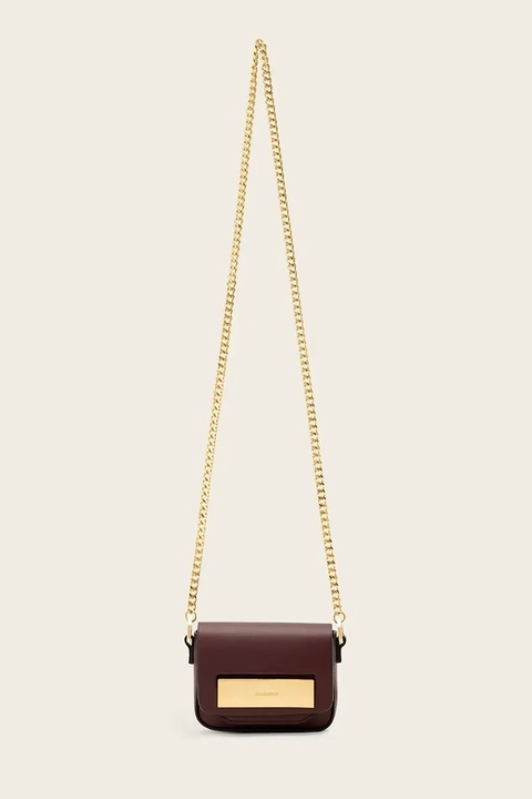 AllSaints torebka skórzana ETTA kolor bordowy W340XD - zdjęcie produktu nr 1