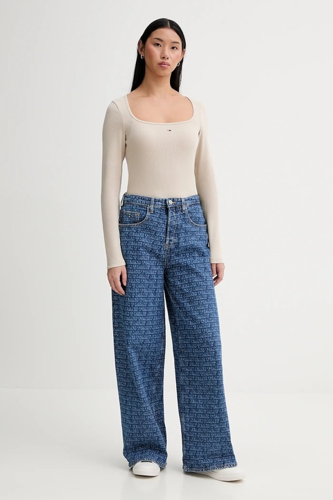 Tommy Jeans longsleeve kolor beżowy DW0DW21836 - zdjęcie produktu nr 2