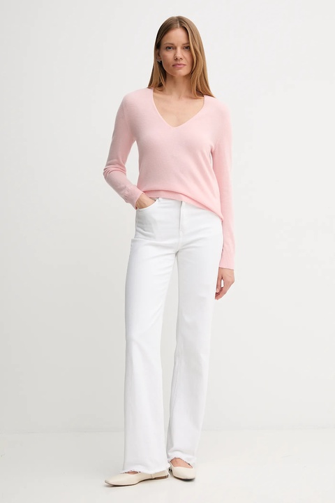 United Colors of Benetton sweter wełniany damski kolor różowy lekki 1002D401Y - zdjęcie produktu nr 2