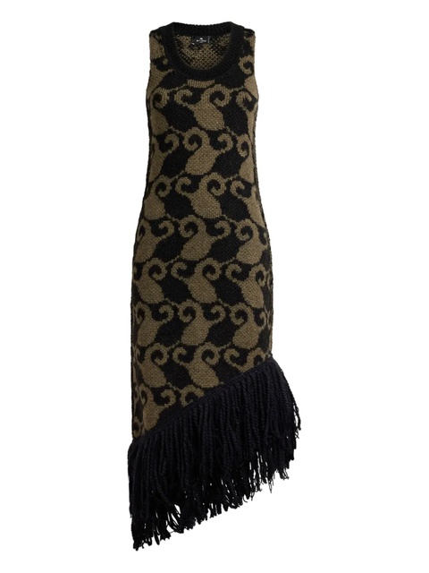 ETRO paisley jacquard fringe midi dress - Black - zdjęcie produktu nr 1