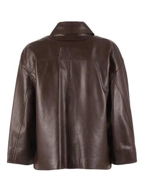 Weekend Max Mara buttoned leather jacket - Brown - zdjęcie produktu nr 2