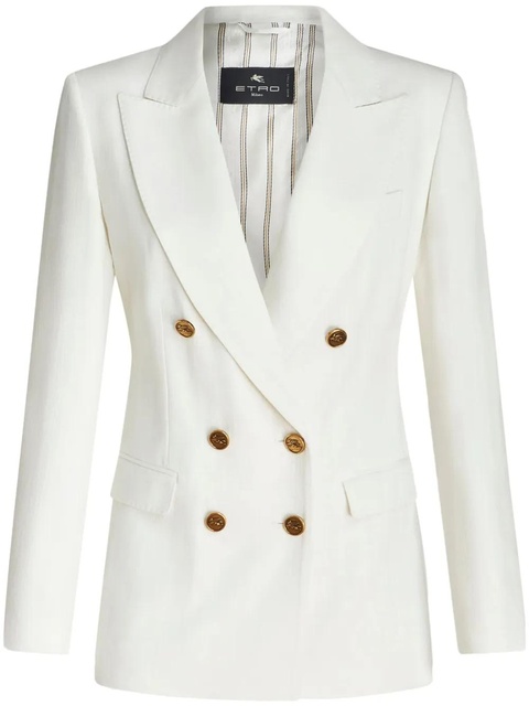 ETRO slub-texture double-breasted blazer - White - zdjęcie produktu nr 1