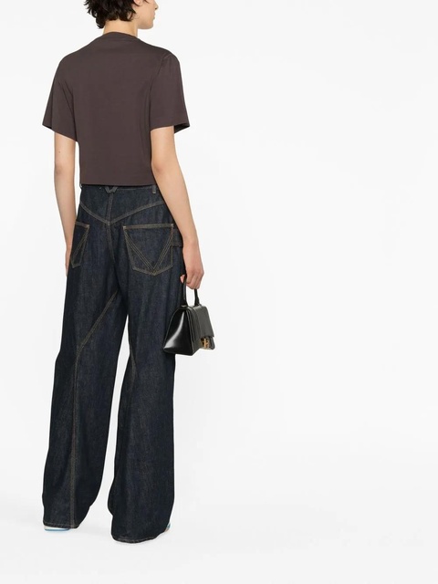 Off-White cropped logo-print T-shirt - Black - zdjęcie produktu nr 2