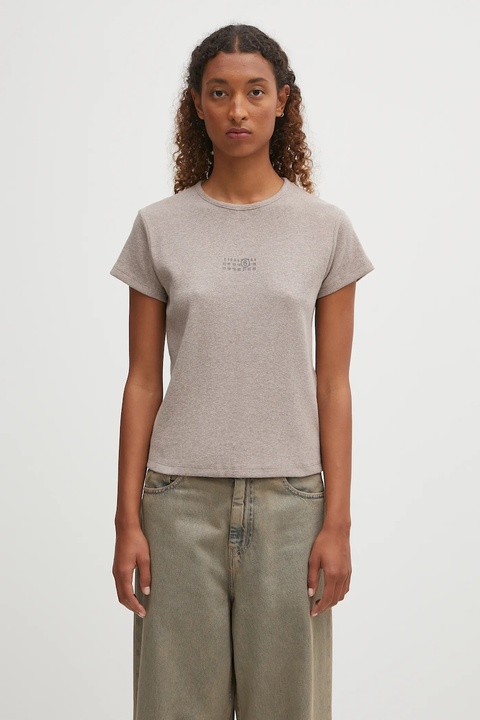 MM6 Maison Margiela t-shirt z domieszką wełny kolor beżowy S52GC0357.M20122.809 - zdjęcie produktu nr 1