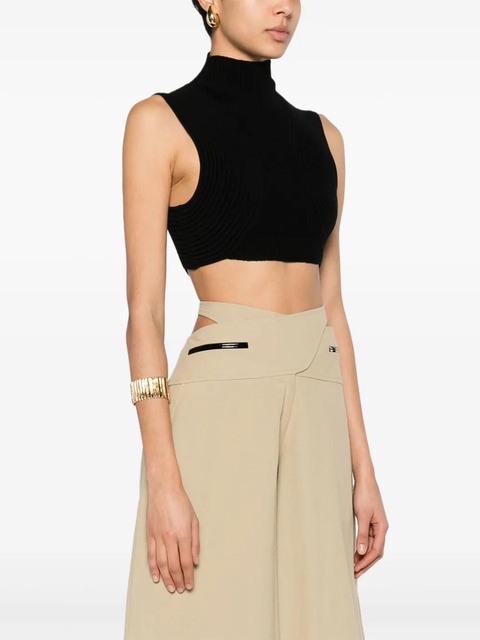 Chloé ribbed-knit wool crop top - Black - zdjęcie produktu nr 2