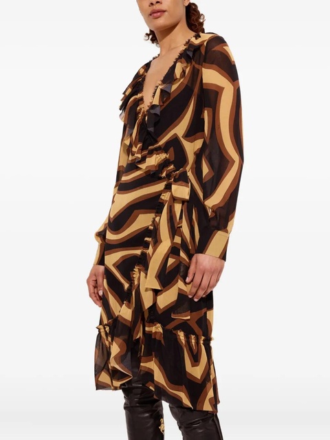 PUCCI labirinto-print ruffled dress - Neutrals - zdjęcie produktu nr 1