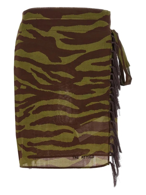 The Attico zebra print fringed sarong beach cover-up - Brown - zdjęcie produktu nr 1