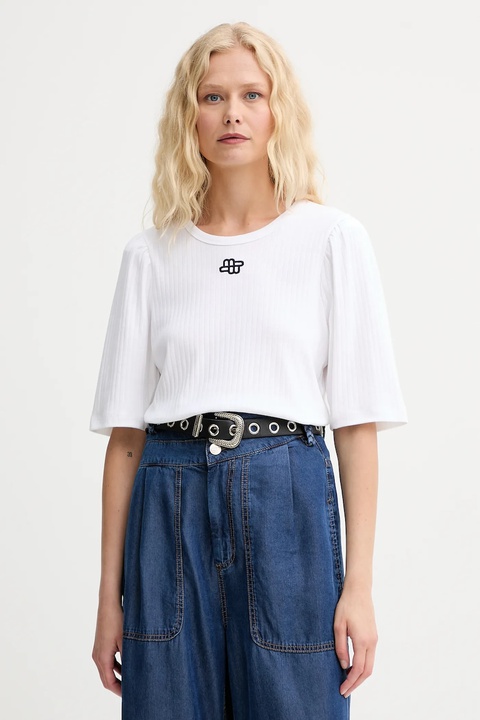 MUNTHE t-shirt bawełniany PARSA damski kolor biały 252110025264 - zdjęcie produktu nr 1