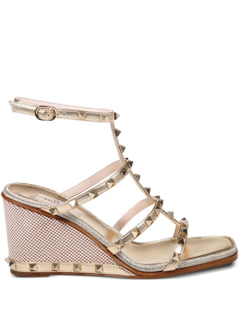 Valentino Garavani 80mm studded wedge-heel sandals - Gold - zdjęcie produktu nr 1