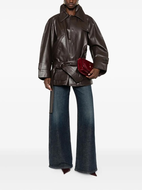 Victoria Beckham belted leather coat - Brown - zdjęcie produktu nr 2