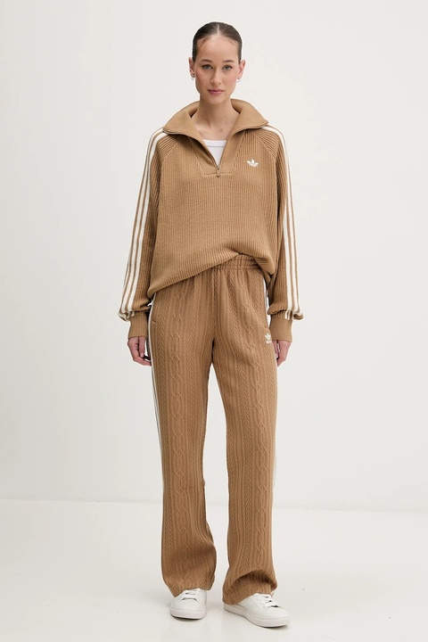 adidas Originals sweter Funnel damski kolor zielony z półgolfem KS7787 - zdjęcie produktu nr 2